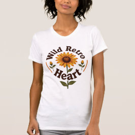 Camiseta Girassol Selvagem Retro Coração Floral Vintage 70
