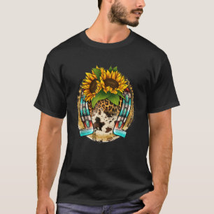 Camiseta Girassol Serape Ocidental Ferradura Leopardo