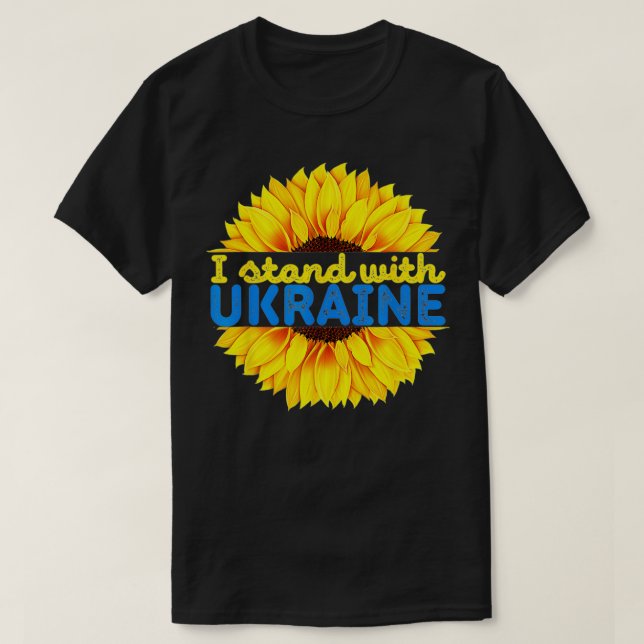 Camiseta Girassol Ucrânia I Stand Com Ucrânia Girassol (Frente do Design)