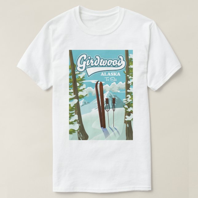 Camiseta Girdwood Alaska para esquiar (Frente do Design)