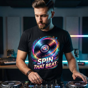 Camiseta Gire Aquele Ritmo Disco de Vinil Colorido de DJ