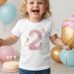Camiseta Girl 2nd Birthday Pink Fairy Number Two<br><div class="desc">Step into a world of magic with this Magical Fairy Number Two shirt, celebrating a special 2ndsecond birthday. The design showcases a pink number '2' embellished with vibrant pink roses, cherry blossoms, and playful fairies. This shirt is a wonderful way to commemorate a special milestone and create lasting memories of...</div>