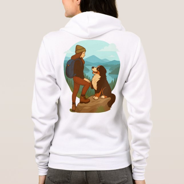 Camiseta Girl and Mountain Dog Adventure Illustration (Verso)