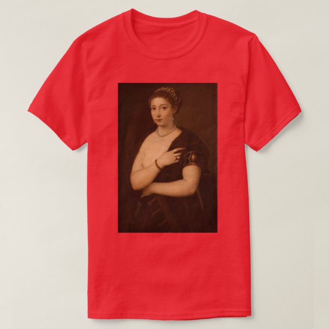 Camiseta Girl in a Fur by Tiziano Vecellio called Titian (Frente do Design)