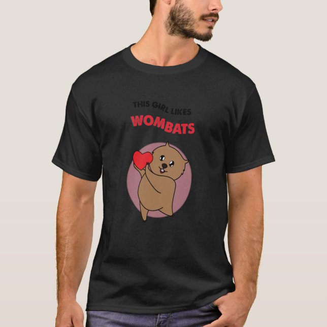 Camiseta Girl Likes Wombats Ironic Saying Cute Australian R (Frente)