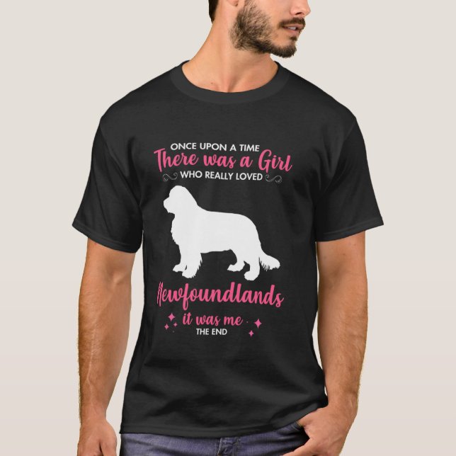 Camiseta Girl Loves Newfoundland Dog For Men Women Mom Dad  (Frente)