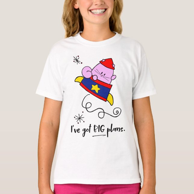 Camiseta Girl Power Cartoon Astronaut Cat Girls' Tee (Frente)