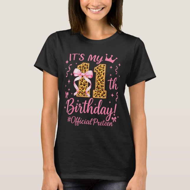 Camiseta Girl Preteen Nk Coquette Bow Its My 11th Birthday  (Frente)
