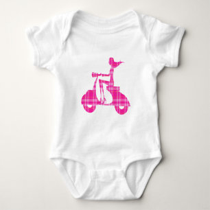 Camiseta girl scooter pink white gingham