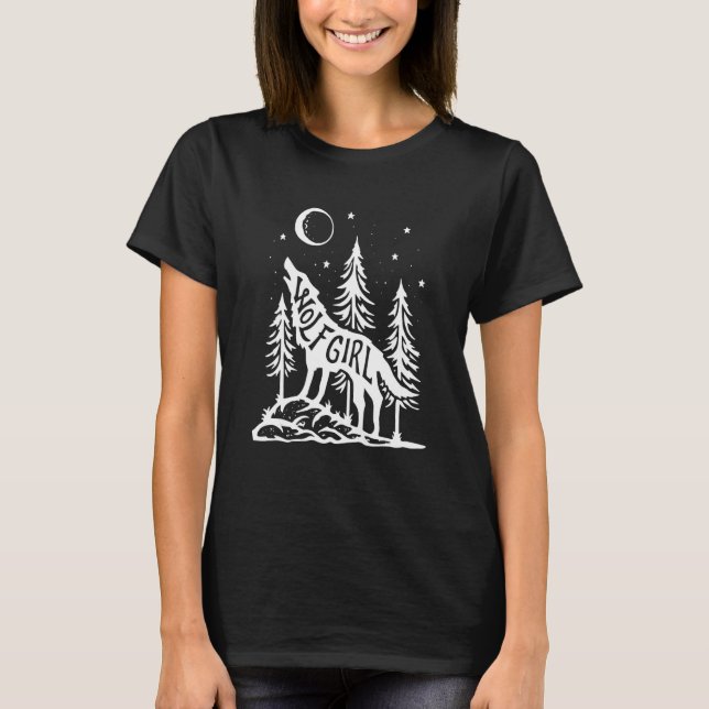 Camiseta Girl Who Loves Wolves Wildlife Animal Wilderness (Frente)