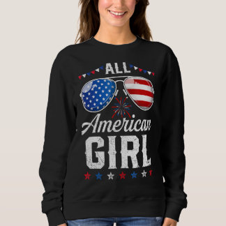 Camiseta Girls American Flag Sunglass 4 De Julho Mensagem B