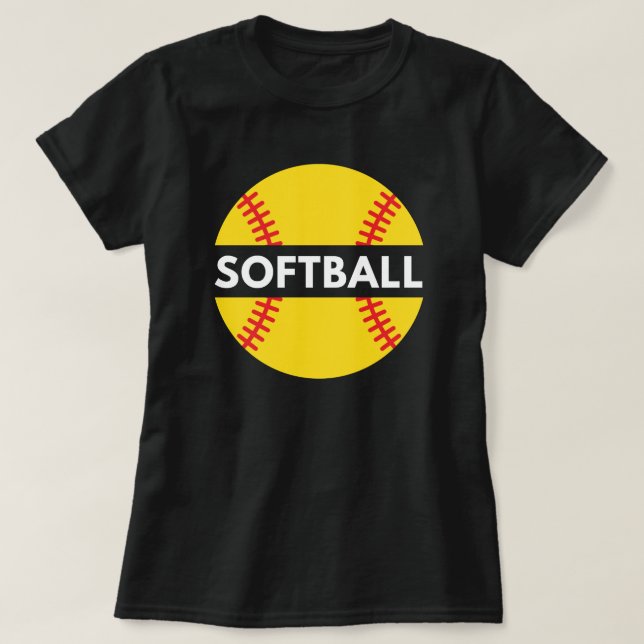 Camiseta Girls and Women Softball | Cota de Softball Preta (Frente do Design)
