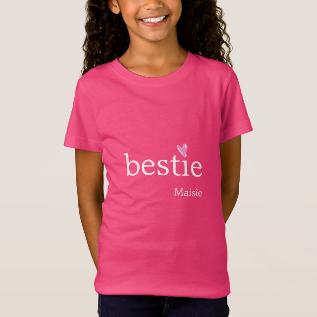 Camiseta Girls Bestie White Heart Rosa (Frente)