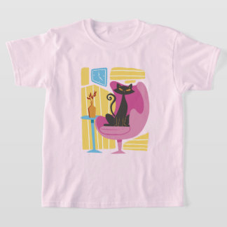 Camiseta Girl's Black Cat Abstract