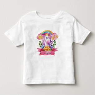 Camiseta Girls Cute Purple Unicorn Rainbow Nome Personaliza