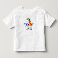 Girls Cute Watercolor Rainbow Unicorn e Nome
