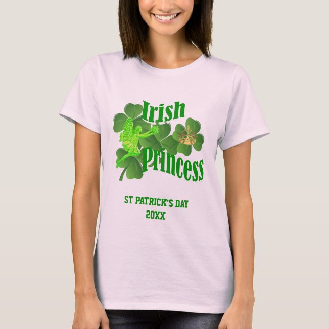 Camiseta Girls Dia de São Patrício Irish Princess T Shirt (Frente)
