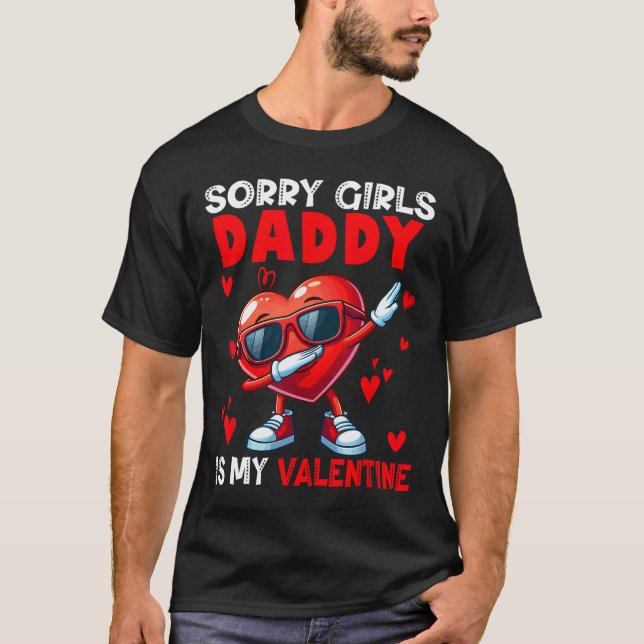 Camiseta Girls Funny Joke Daddy Is My Valentine Dabbing Hea (Frente)