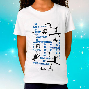 Camiseta Girls Gymnastics Competências Azuis Escuras