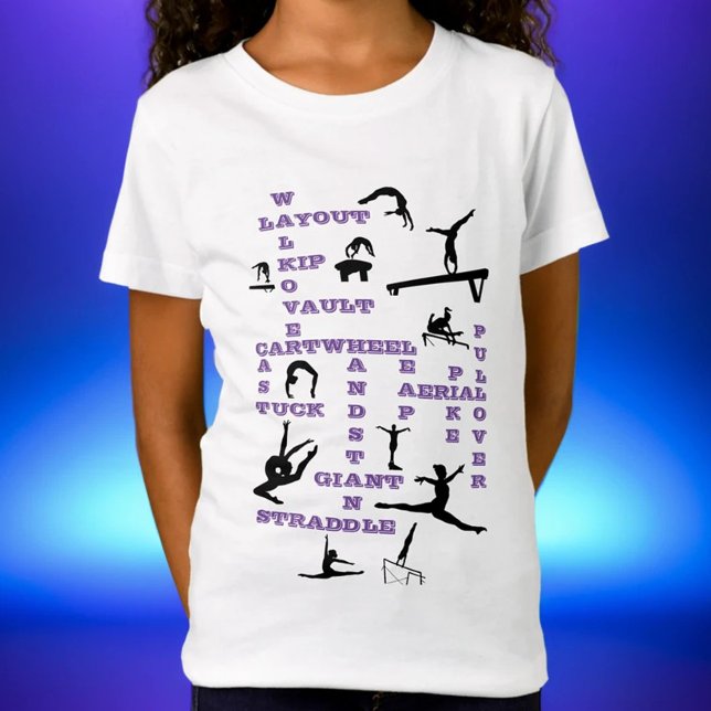 Camiseta Girls Gymnastics Habilita Purple Crosswords T-Shir (Criador carregado)