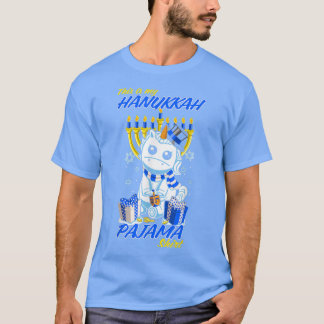 Camiseta Girls Hanukkah Pajama Jewnicorn Menorah Kids Unico
