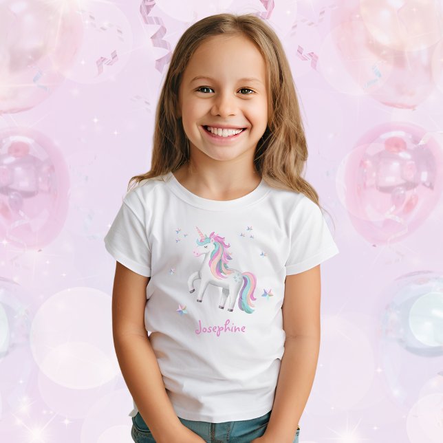 Camiseta Girls Pastel Cute Magical Unicorn (Mockup View)