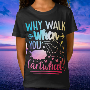 Camiseta Girls Rainbow CartWheer Gymnastics Dance Cheer