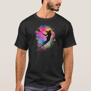 Camiseta Girls Rainbow Lacrosse Player Mulher Silhouette Pi