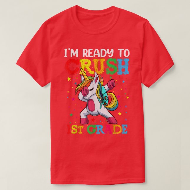 Camiseta Girls Ready To Crush 1st Grade s, Funny Dabbing Un (Frente do Design)