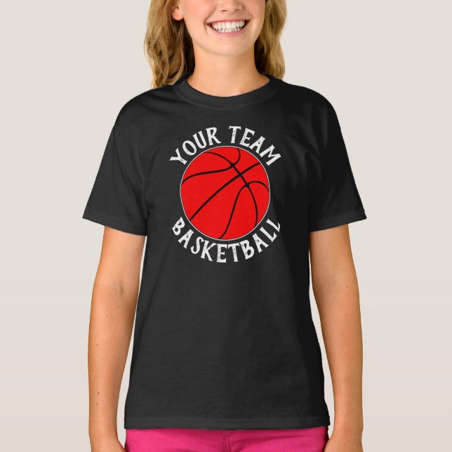 Camiseta Girls Red Basball Team, Nome do Jogador e Número (Frente)