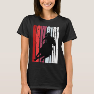 Camiseta Girls Red Rodeo Horse Andando Aniversário Retro Vi