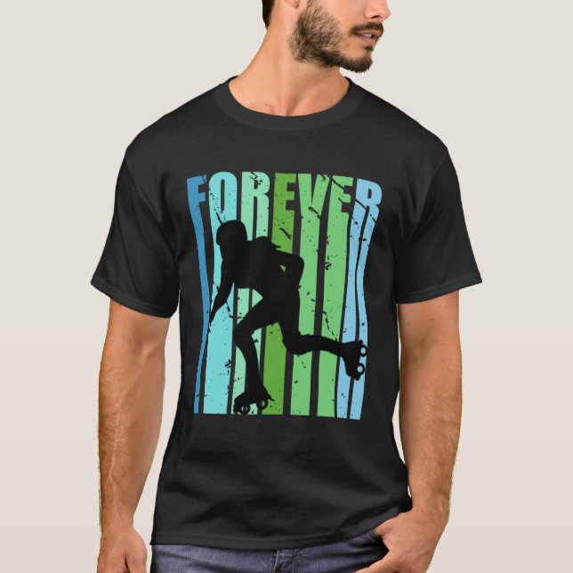 Camiseta Girls Retro Forever Roller Skating Bday Roller Gir (Frente)