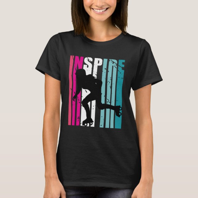 Camiseta Girls Roller Skating Inspire Coach Retro Colorir (Frente)