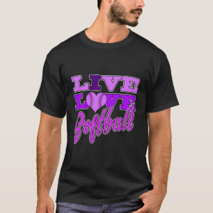 Camiseta Girls Softball Live Love All Purple Gift Tee