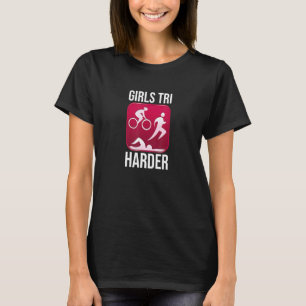 Camiseta Girls Tri Harder Triathlete Correndo Pista