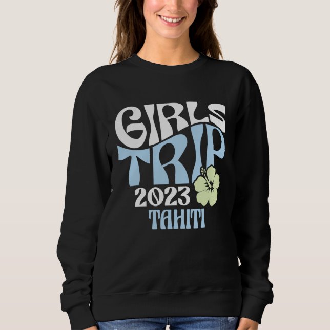 Camiseta Girls Trip 2023 Tahiti Beach Destination Retro Gro (Frente)