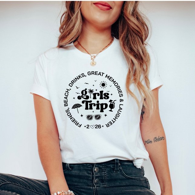 Camiseta Girls Trip 2026 – Custom Friends Beach Vacation (Criador carregado)