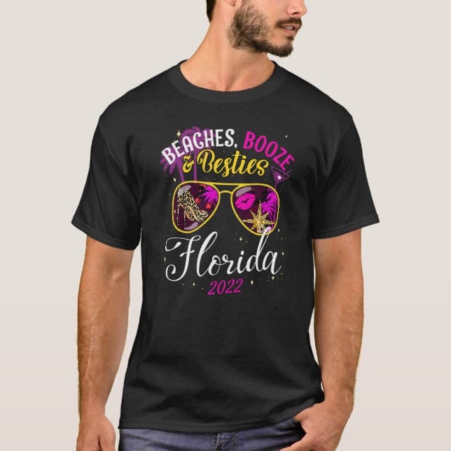 Camiseta Girls Trip Florida 2022 Friend Beaches Booze And B (Frente)