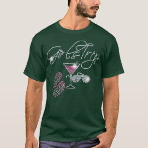 Camiseta Girls Trip Martini Chinelos Rhinestone Bling Mãe