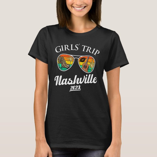 Camiseta Girls Trip Nashville 2023 Weekend Boots Booze & Be (Frente)