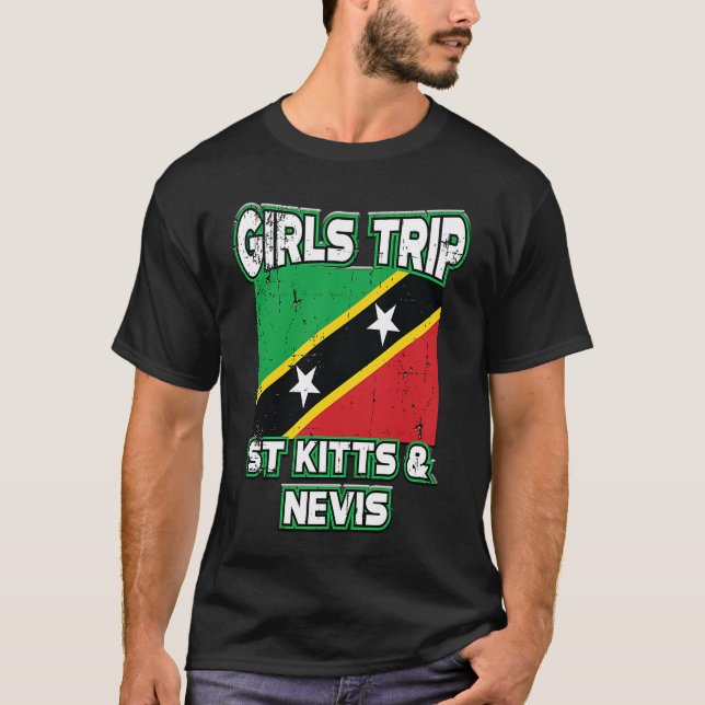 Camiseta Girls Trip St Kitts & Nevis Flag Squad Goals Souve (Frente)