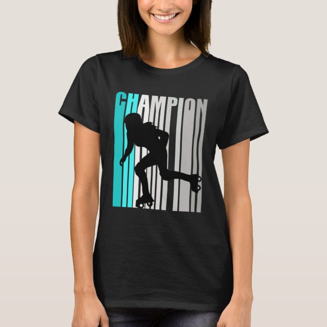 Camiseta Girls Turquoise Roller Skating Champion Roller Ska (Frente)