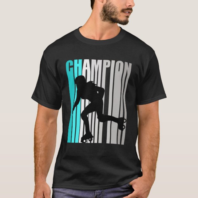 Camiseta Girls Turquoise Roller Skating Champion Roller Ska (Frente)