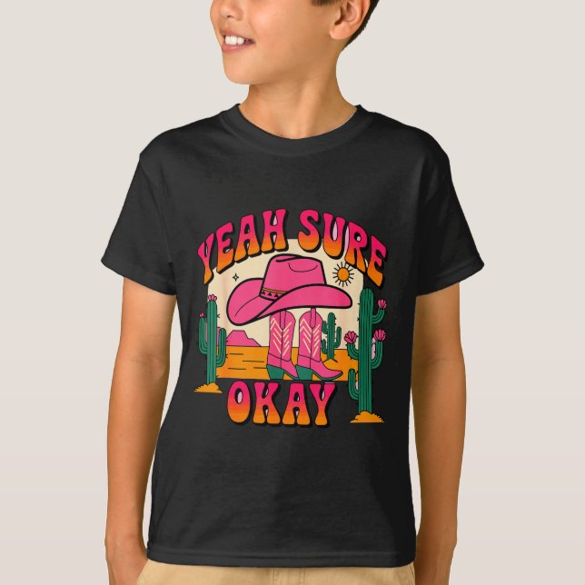 Camiseta Girls Valentines Day Hearts Yeah Sure Okay Western (Frente)
