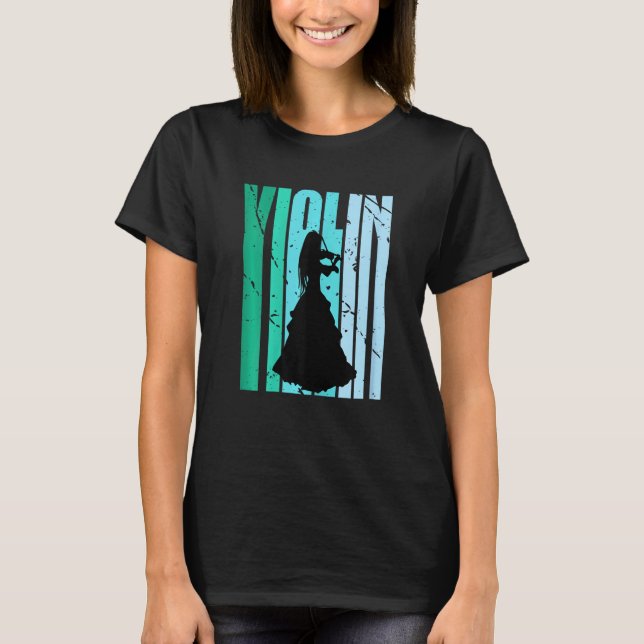Camiseta Girls Violin Silhouette Daughters Female Loves Vio (Frente)