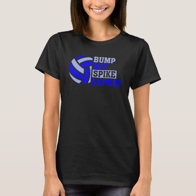 Camiseta Girls Voleibol Set Spike Repetir Roxo Azul (Frente)