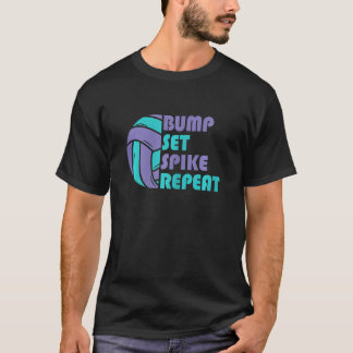 Camiseta Girls Volleyball Bump Set Spike Repeat Turquoise P