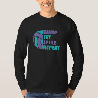 Camiseta Girls Volleyball Bump Set Spike Repeat Turquoise P