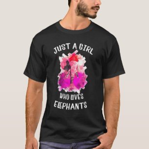 Camiseta Girls Watercolor Elephant Apenas Uma Menina Que Am