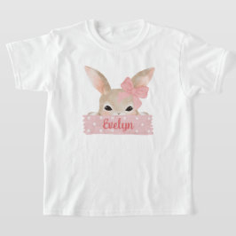 Camiseta Girls Watercolor Pink Easter Bunny